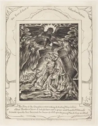 The Destruction of Job's Sons, by William Blake, ink, 1825