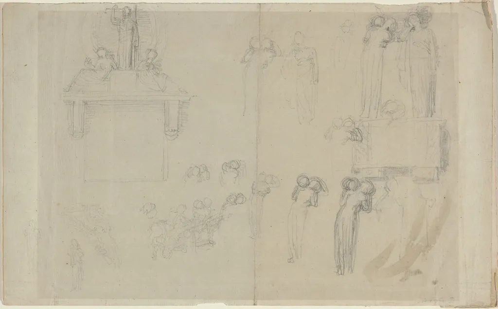 Sheet of Studies [recto and verso], by John Flaxman, graphite, 1790
