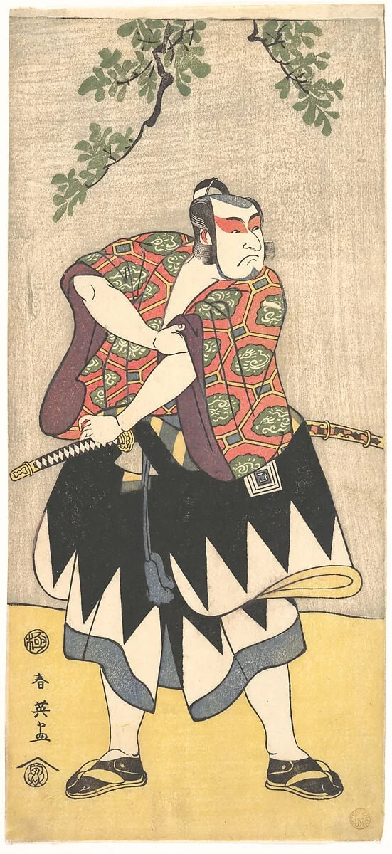 勝川春英画 二代目市川門之助|Kabuki Actor Ichikawa Monnosuke II, detail