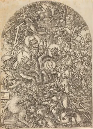 The Beast with Seven Heads and Ten Horns, by Jean Duvet, ink, 1551