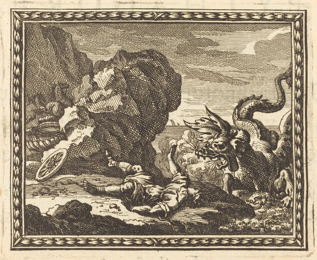 Hippolytus and the Sea Monster, by Jean Lepautre, ink, 1676