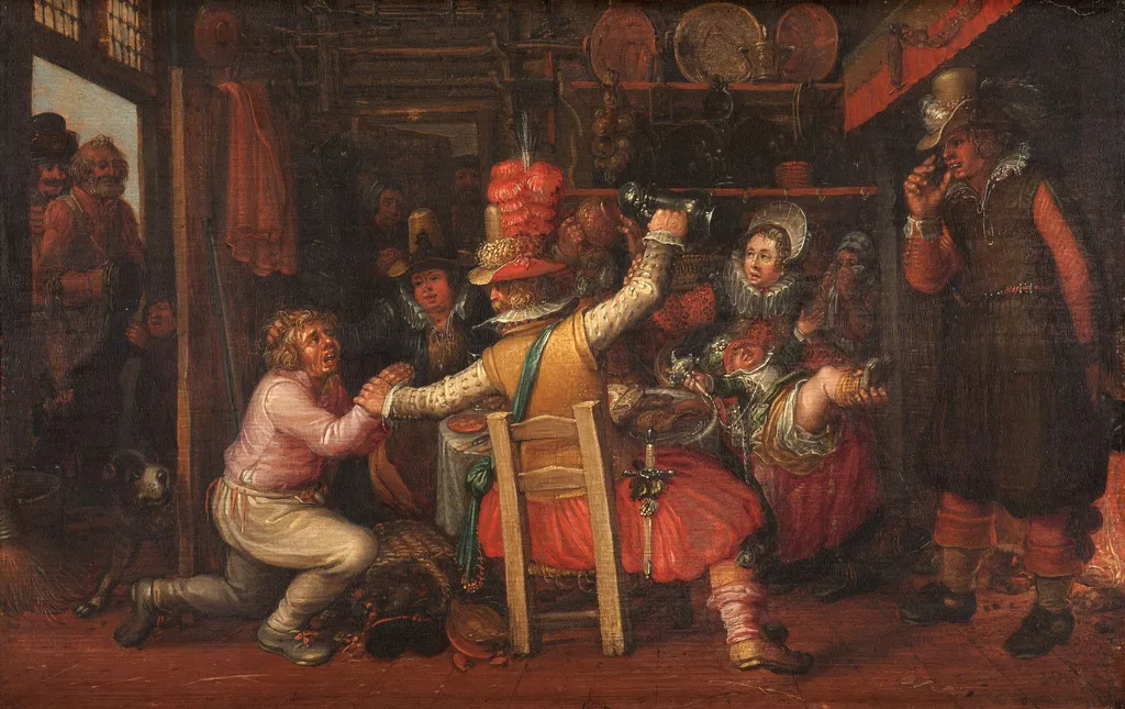 The peasant's misfortune, by David Vinckboons, oil, 1619