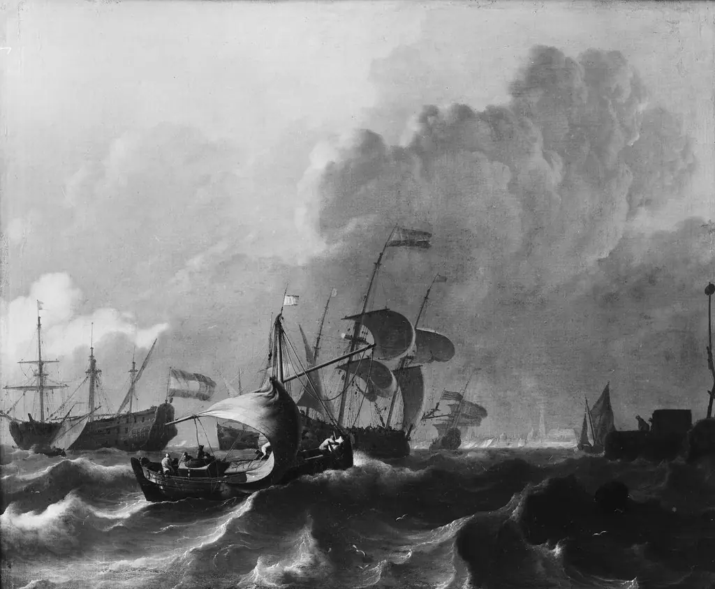 The Y off Amsterdam, by Ludolf Bakhuizen, oil, 1700