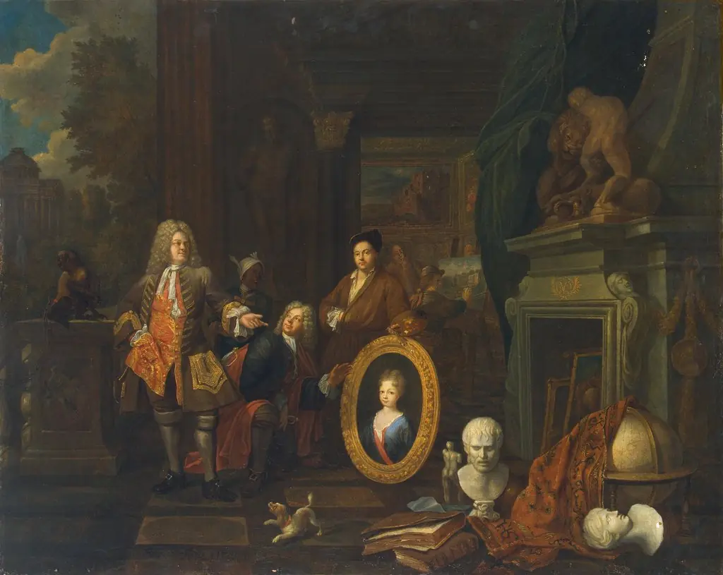 Studio of an Artist, by Balthasar van den Bossche, oil, 1709