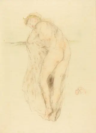 Nude Model, Back View, by James McNeill Whistler, ink, 1891