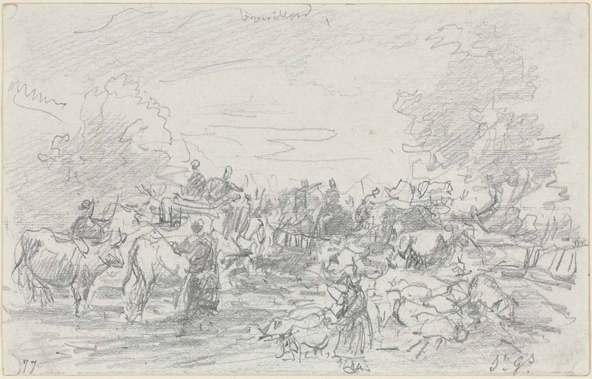 Herds Crossing a Stream, detail