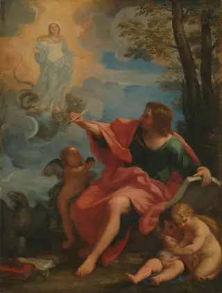 Saint John the Evangelist on Patmos, by Carlo Maratta, oil, 1700