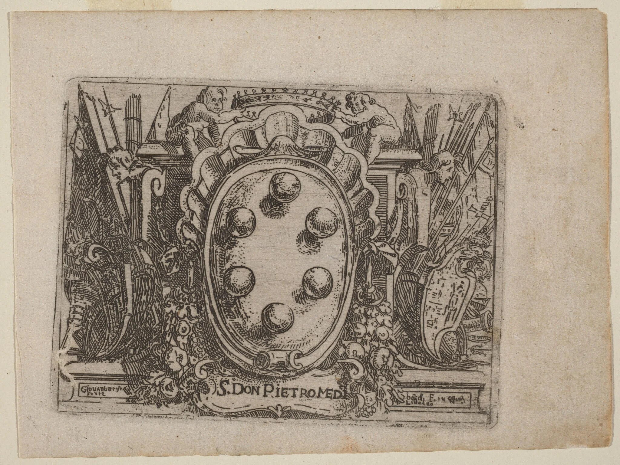 Dedication to Don Pietro Medici from "Bizzarie di varie Figure", detail