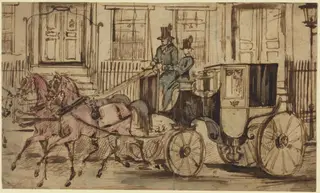 The Strawberry Roans, by Constantin Guys, ink, 1848