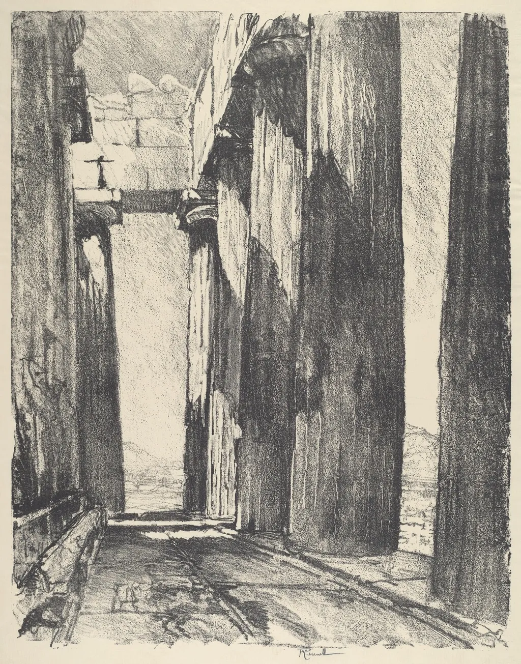 The Portico of the Parthenon, by Joseph Pennell, ink, 1913