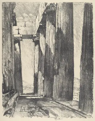 The Portico of the Parthenon, by Joseph Pennell, ink, 1913