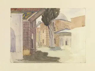 Türbes in the Royal Cemetery of the Muradiye (Murad II), Bursa, by Edward Armitage, watercolor, 1855