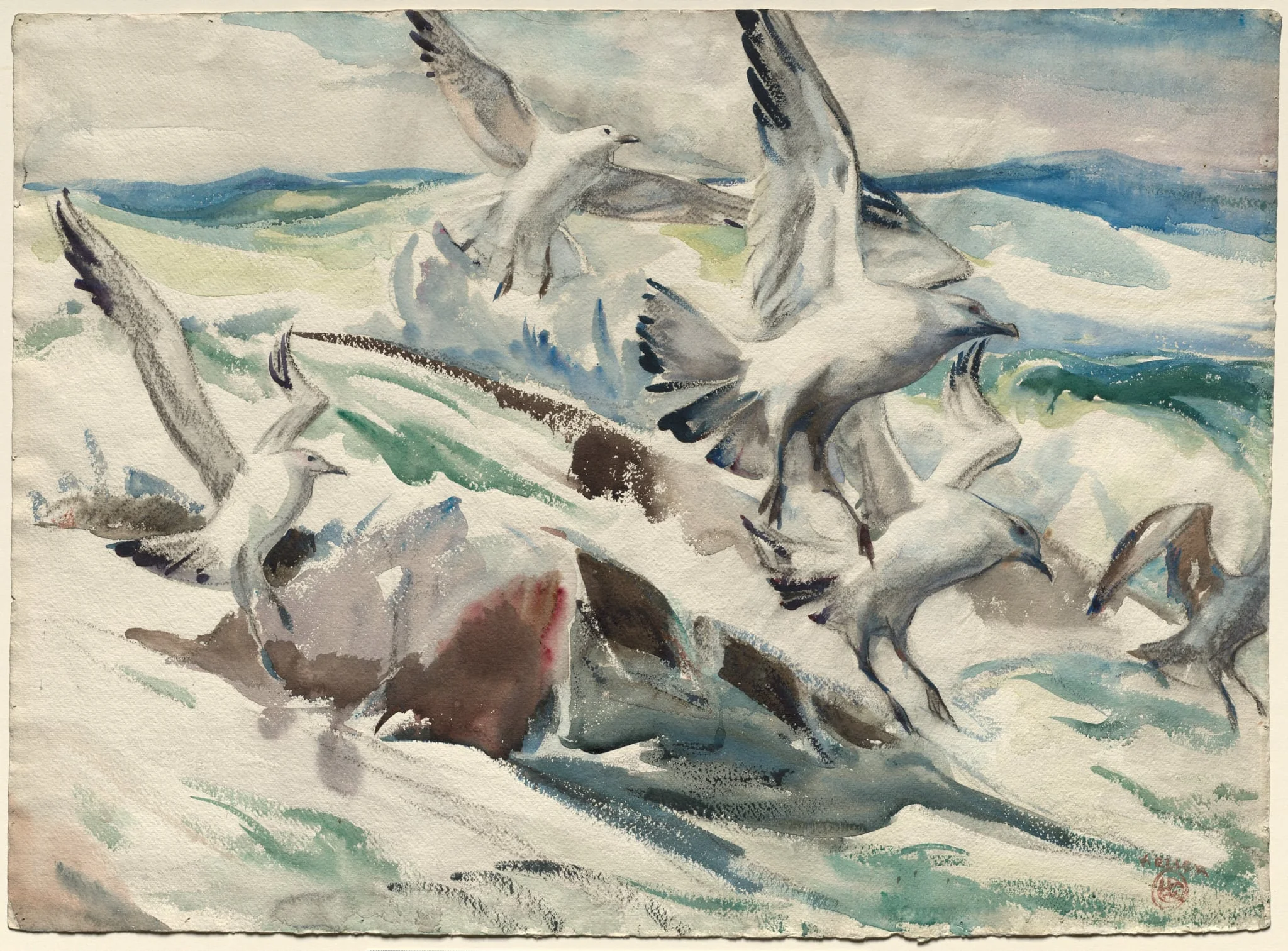 Gulls Feeding, detail