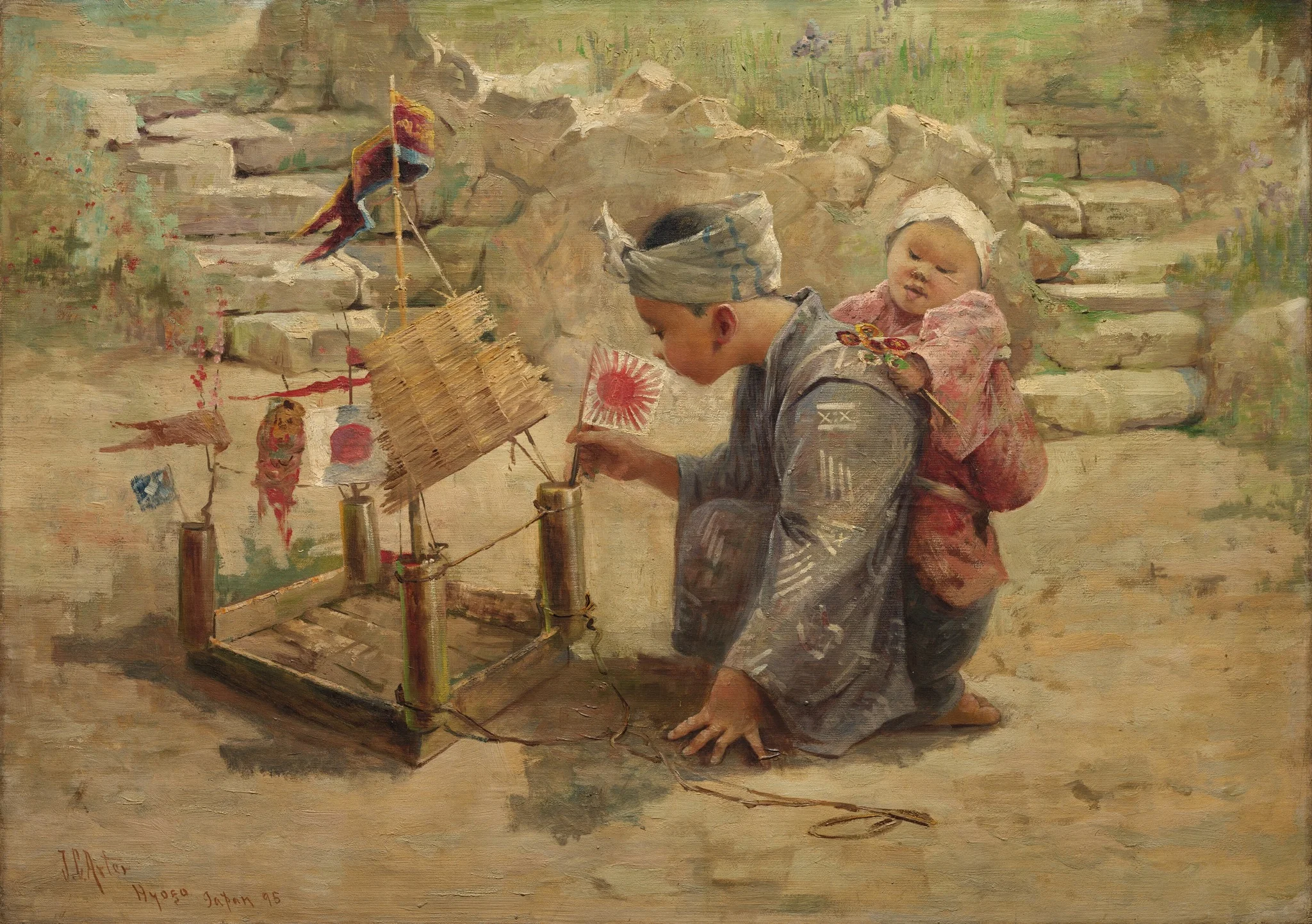Japanese Boy Building a Man-of-War, detail