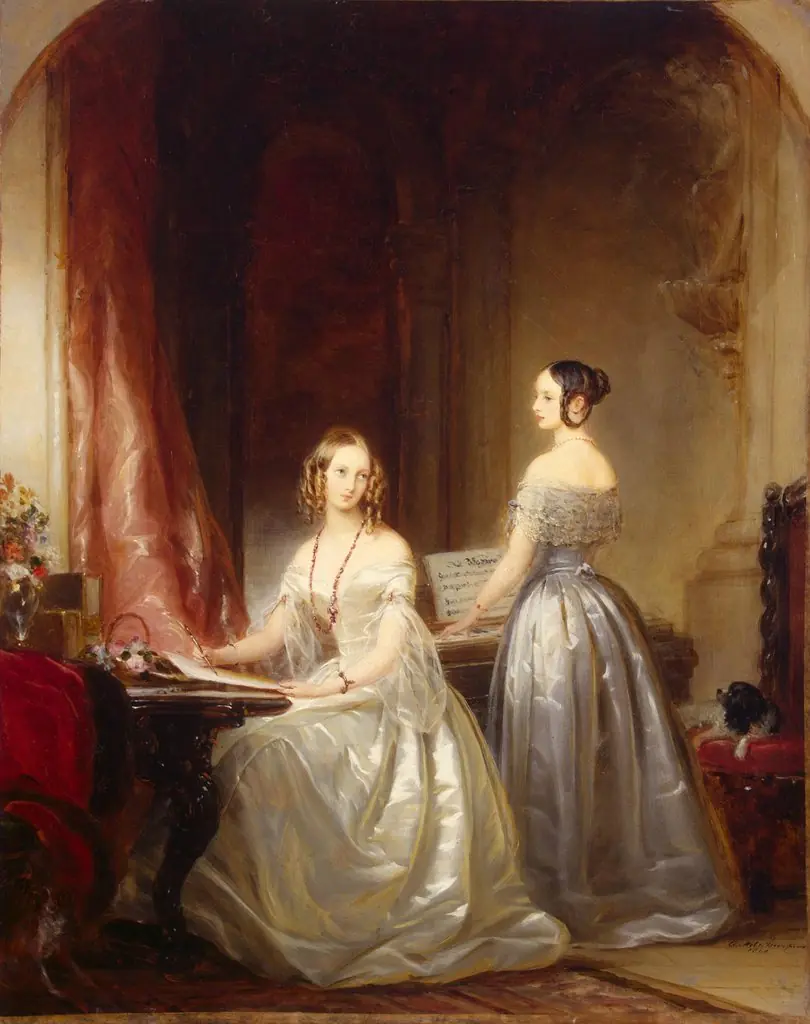 Portrait of Grand Princesses Olga Nikolayevna and Alexandra Nikolayevna, by Christina Robertson, oil, 1840
