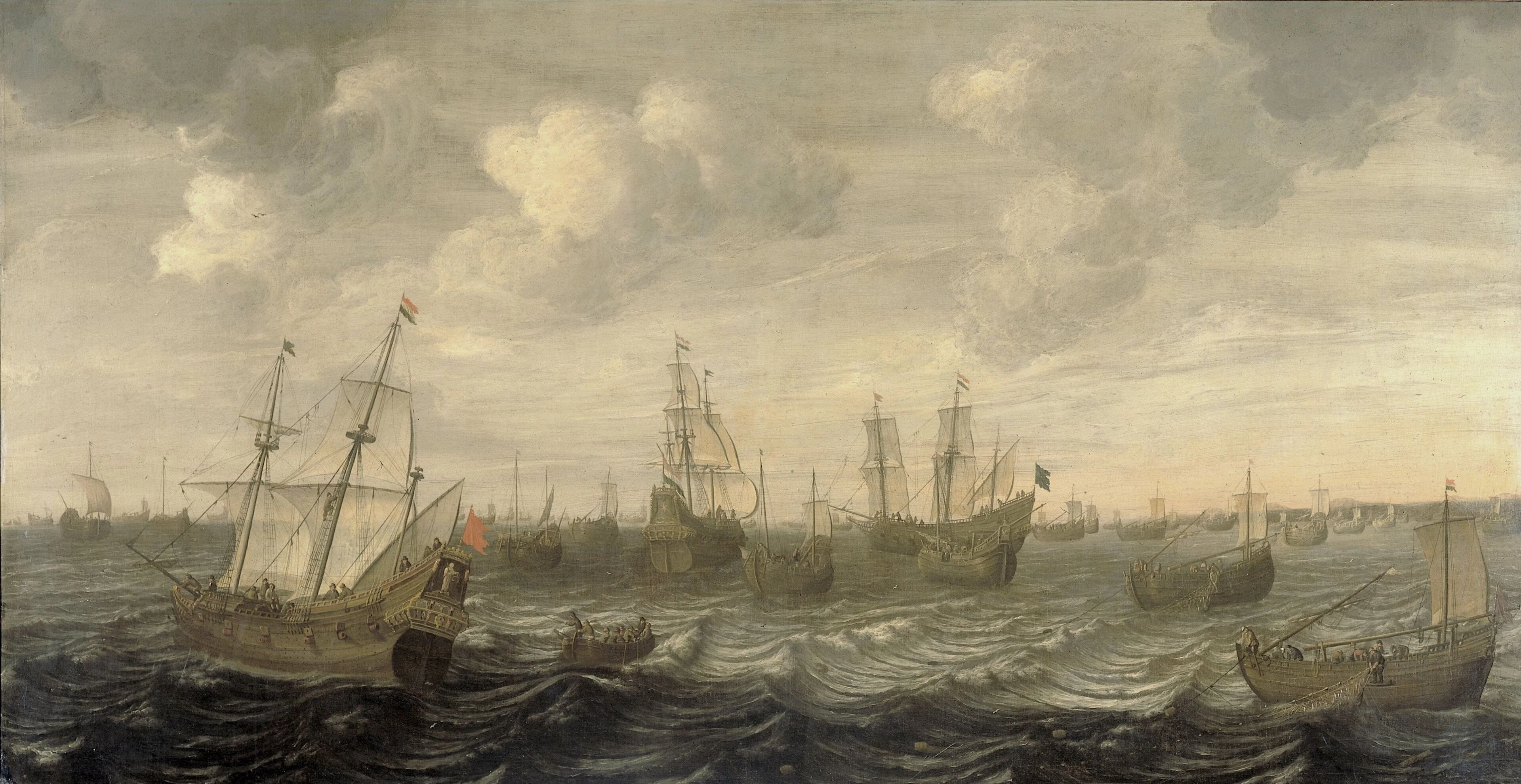 The Dutch herring fleet under sail, detail