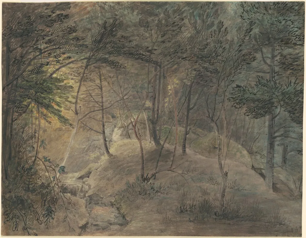 View from the Springhouse at Echo, by William Russell Birch, ink, 1808
