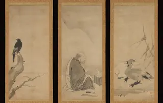Huineng, the Sixth Patriarch of Zen, with Geese and Myna, by Unkoku Tōeki, unspecified, 1622
