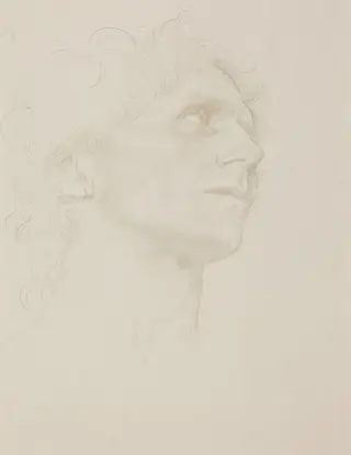 Study of Woman's Head, Turned Right, by Alphonse Legros, silver, 1874