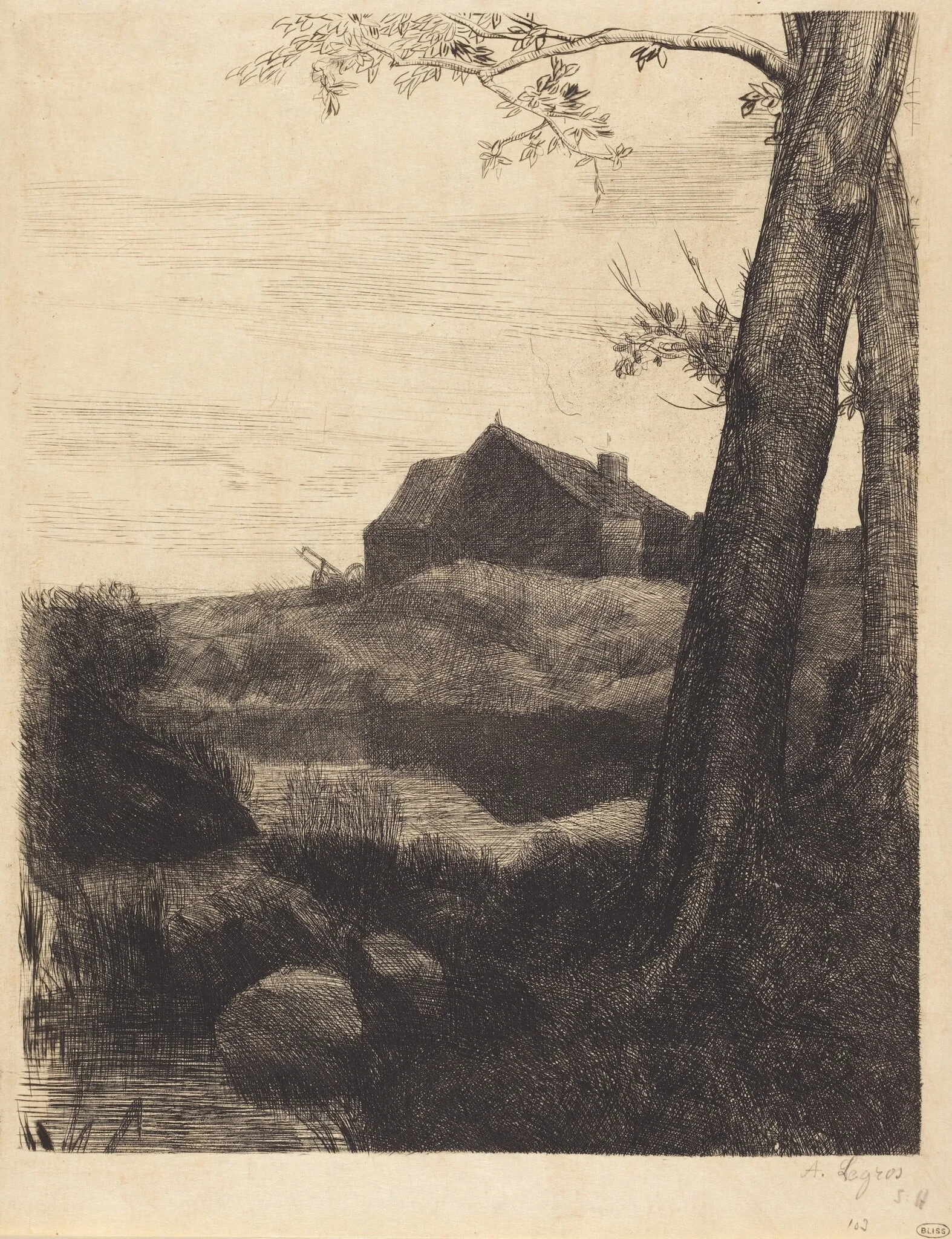 Farm with Large Tree (La ferme au grand arbre), detail