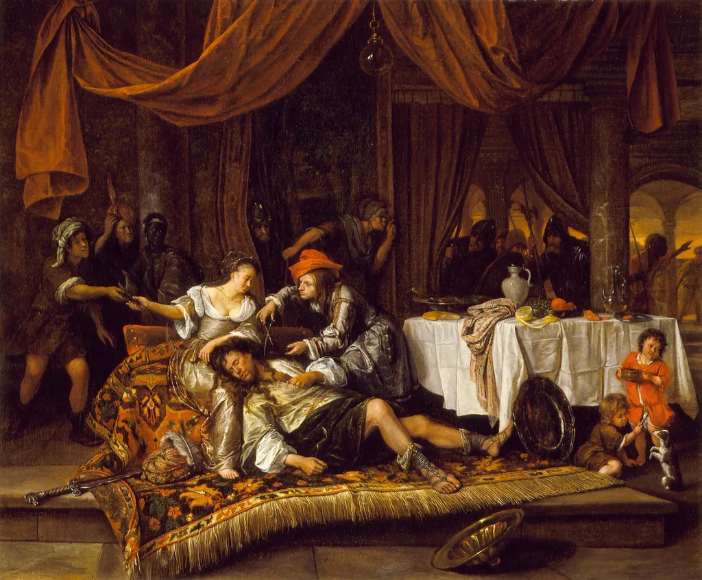 Samson and Delilah, by Jan Steen, oil, 1668