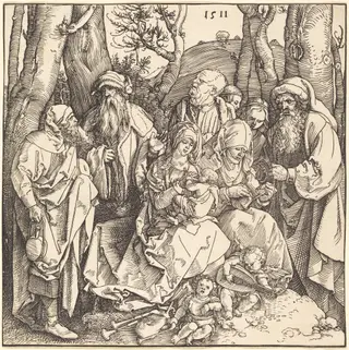 The Holy Family with Two Music-Making Angels, by Albrecht Dürer, ink, 1511