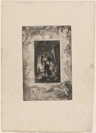Les Adieux, by Félix-Hilaire Buhot, ink, 1874