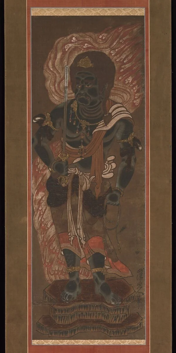 龍湫周沢写 不動明王二童子像|Fudō Myōō and Two Attendants, detail