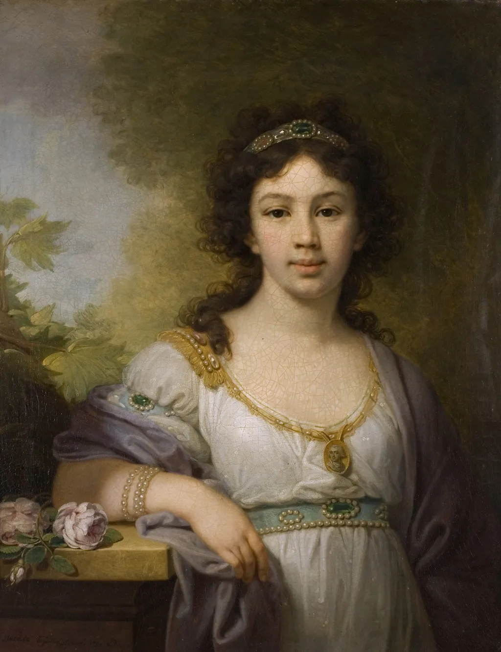 Porträt der Varvara Shidlovskaya, by Vladimir Borovikovsky, oil, 1800