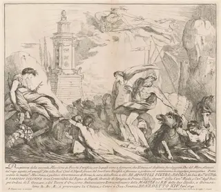 The Seconda Macchina for the Chinea of 1741: Neptune and Amphitrite, by François Hutin, ink, 1741