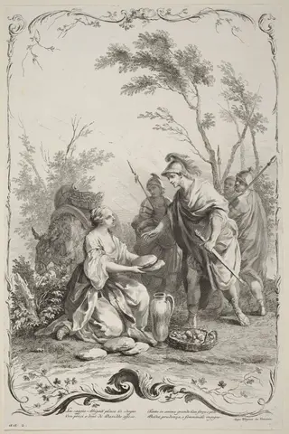 David and Abigail, by Joseph Wagner, ink, 1745