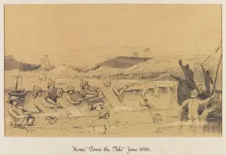 Home, Down the Nile June 1885., by William S. Perry, watercolor, 1885