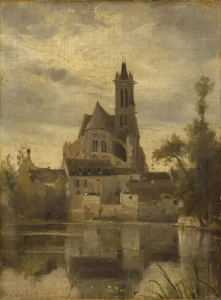 Cathedral of Moret-sur-Loing, by Jean Baptiste Camille Corot, oil, 1845