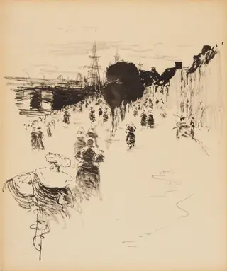 Concarneau Terrace, by Robert Henri, ink, 1899