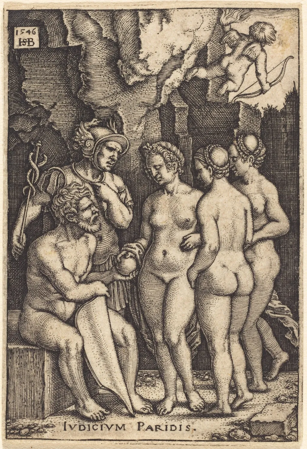 The Judgment of Paris, by Sebald Beham, ink, 1546