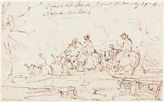 Figures in a Landscape [recto], by Thomas Barker, ink, 1808