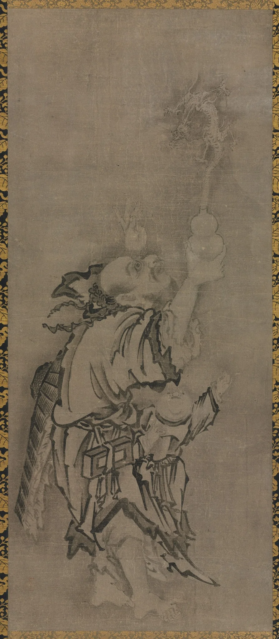 Hotei with Daoist Immortals: Immortal with Gourd and Dragon, detail