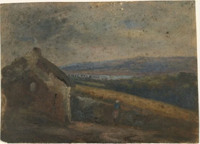 A Woman outside a Cottage, detail