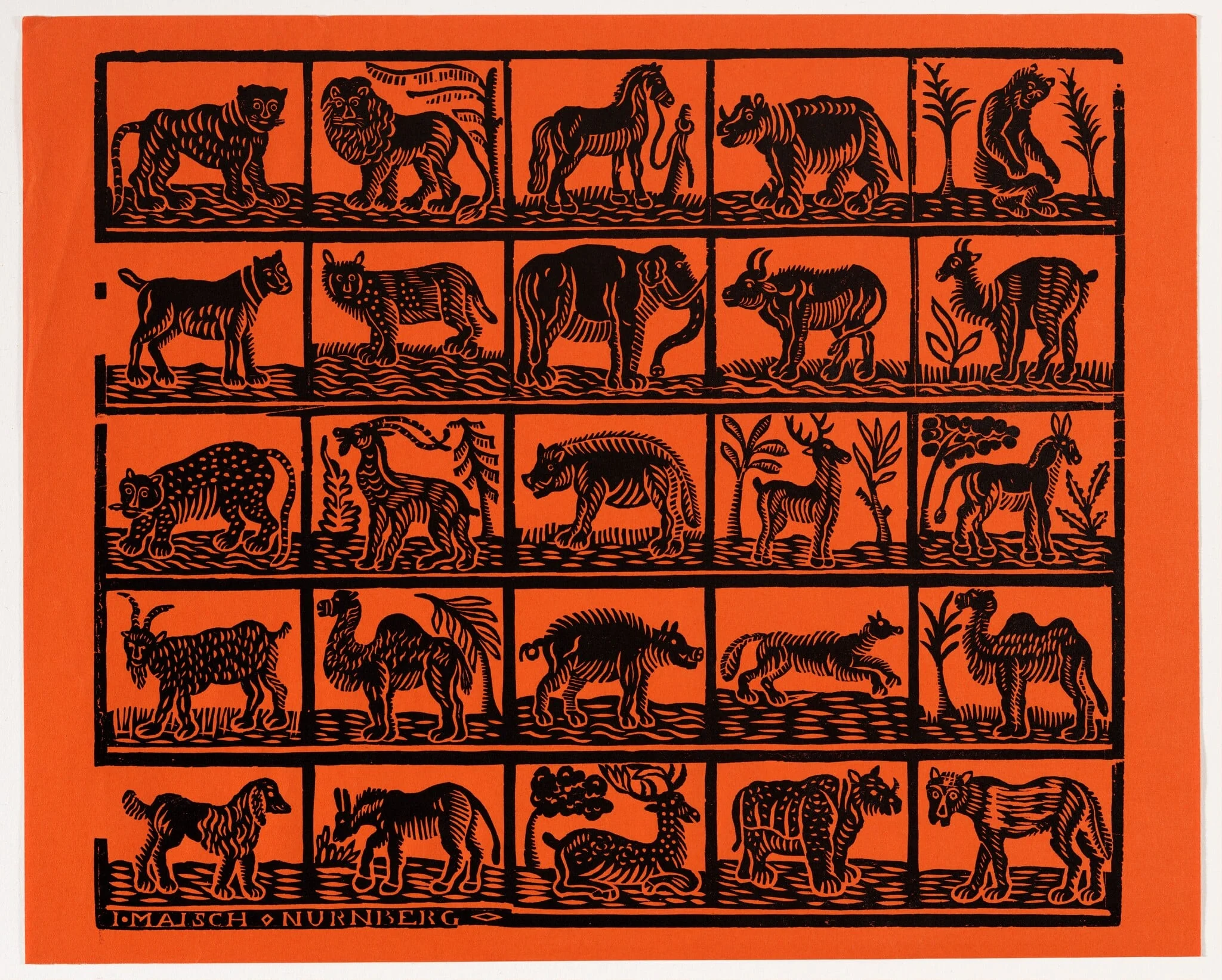 Endpaper with Animals, detail