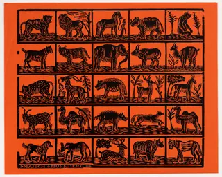 Endpaper with Animals, by Johann Maisch, ink, 1824