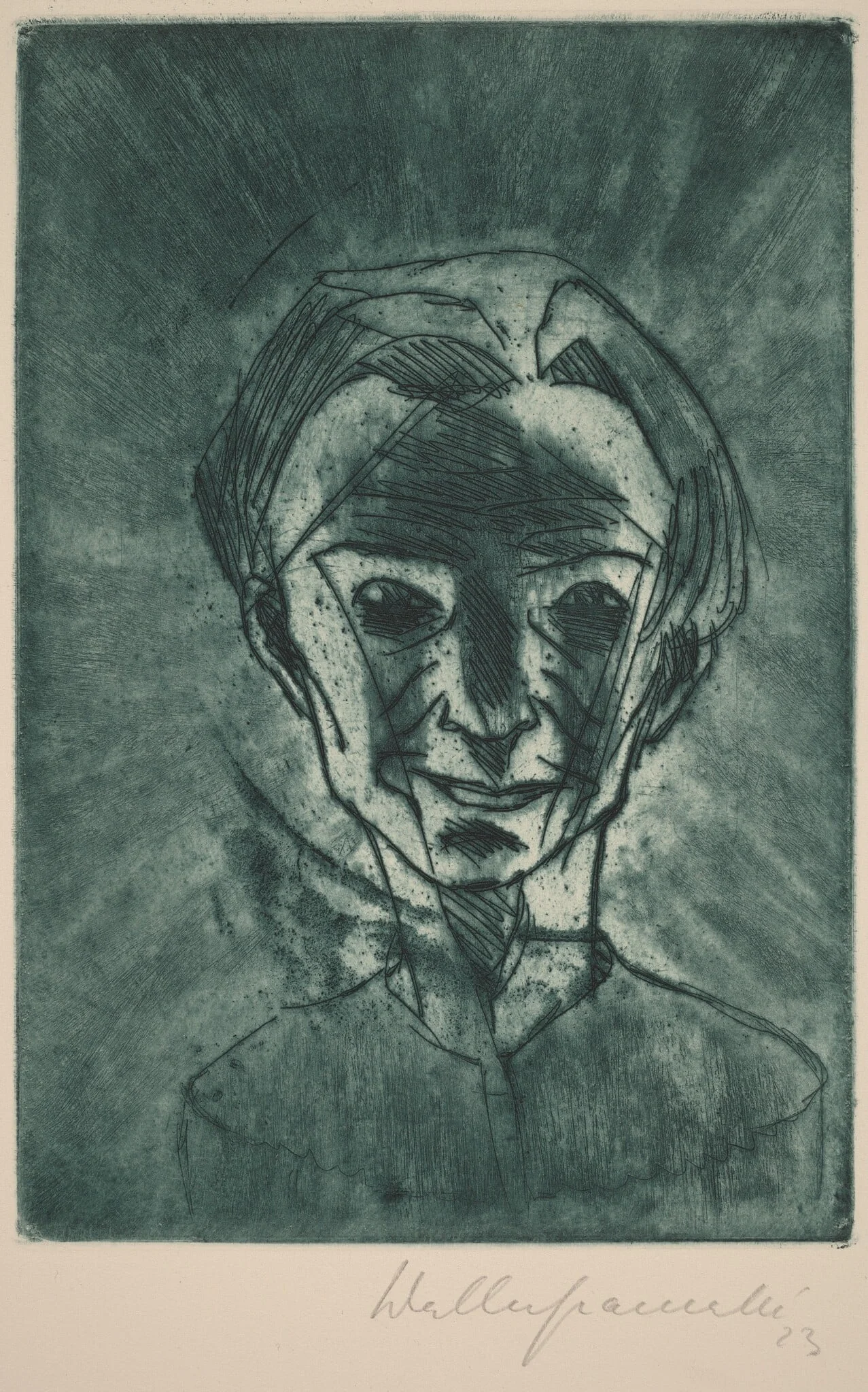 Smiling Head, Self-portrait (Lächelnder Kopf, Selbstporträt), detail
