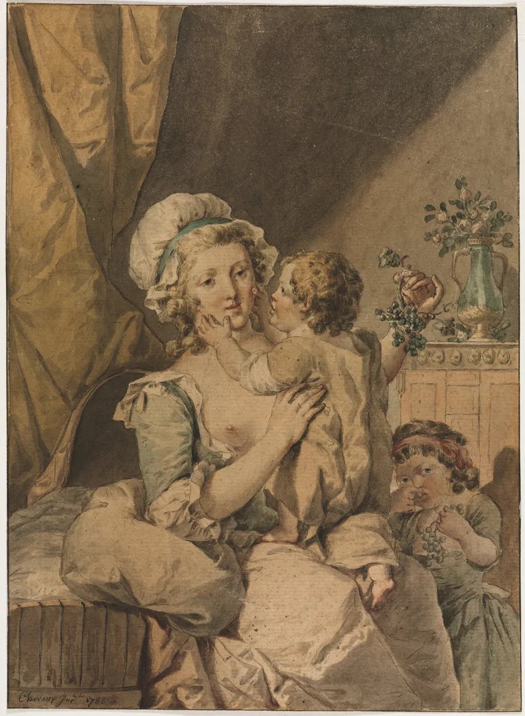 Mother with Two Children, by Henri Chevaux, 1788