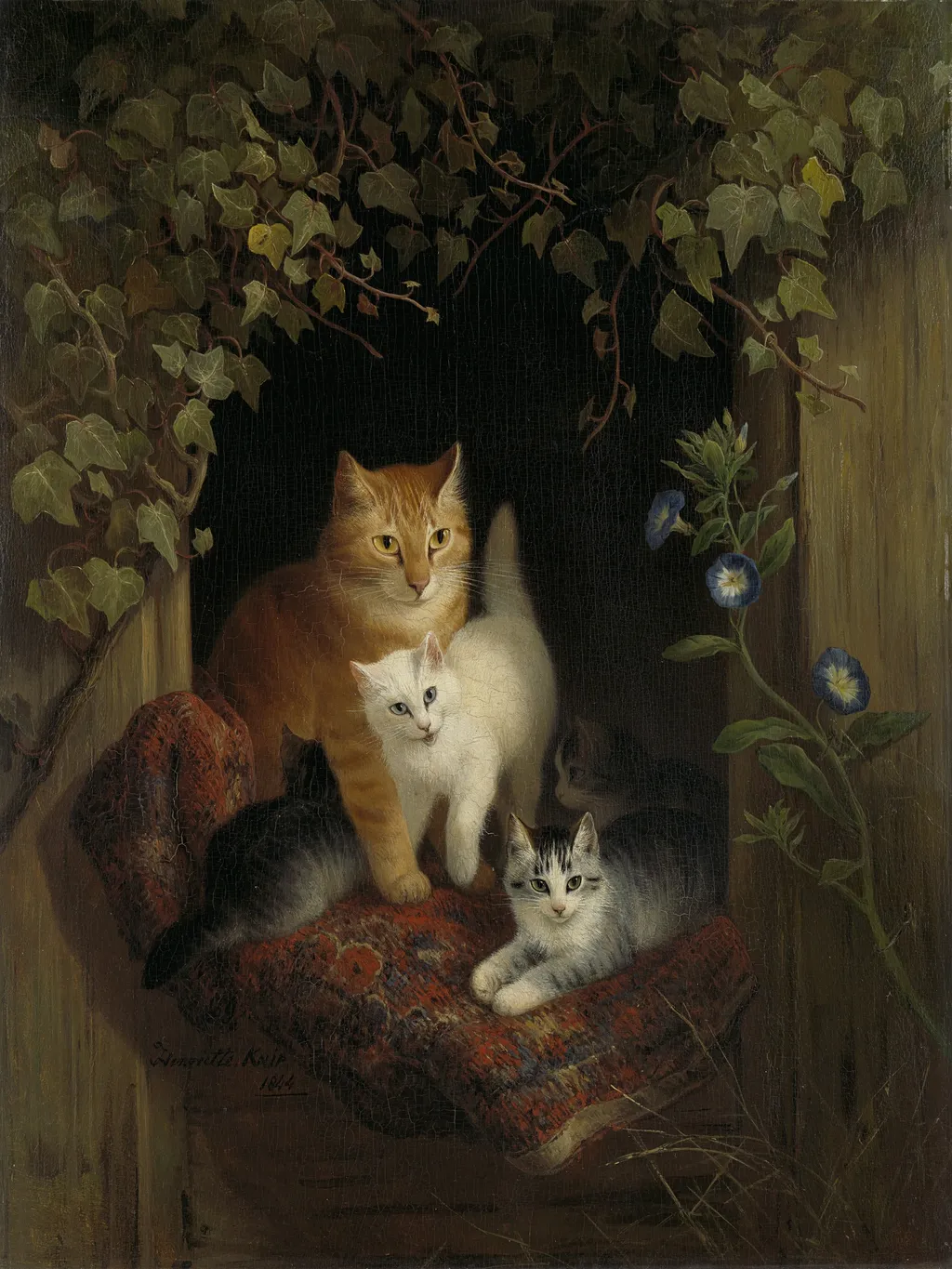 Cat with Kittens, by Henriëtte Ronner-Knip, oil, 1844