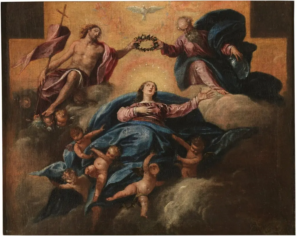 The Coronation of the Virgin, by Sebastián Herrera Barnuevo, oil, 1653