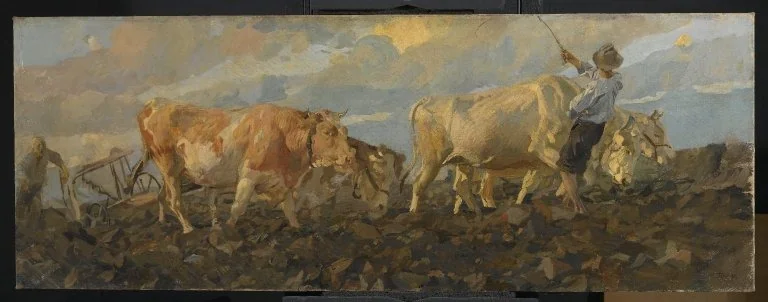 Oxen Plowing, detail