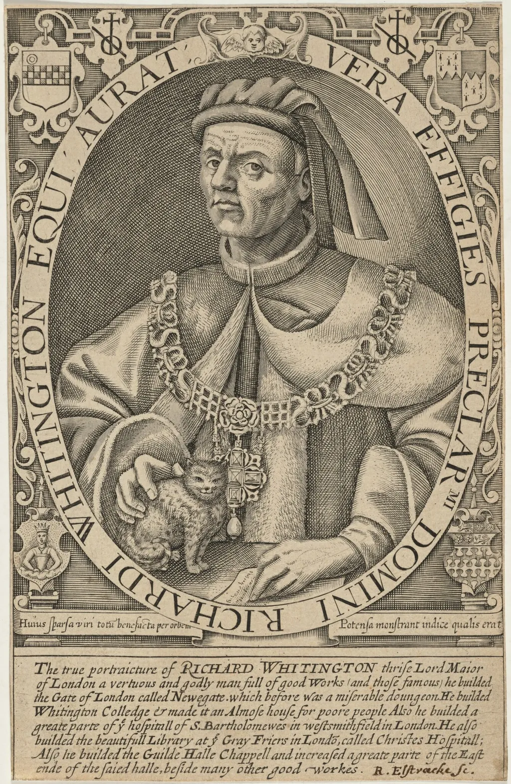 Sir Richard Whittington, Lord Mayor of London, by Renold Elstrack, ink, 1598