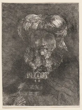 Old Man in the Manner of Rembrandt, by Giovanni Domenico Tiepolo, ink, 1762