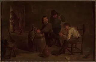 Scene in a tavern, by Mattheus van Helmont, oil, 1661