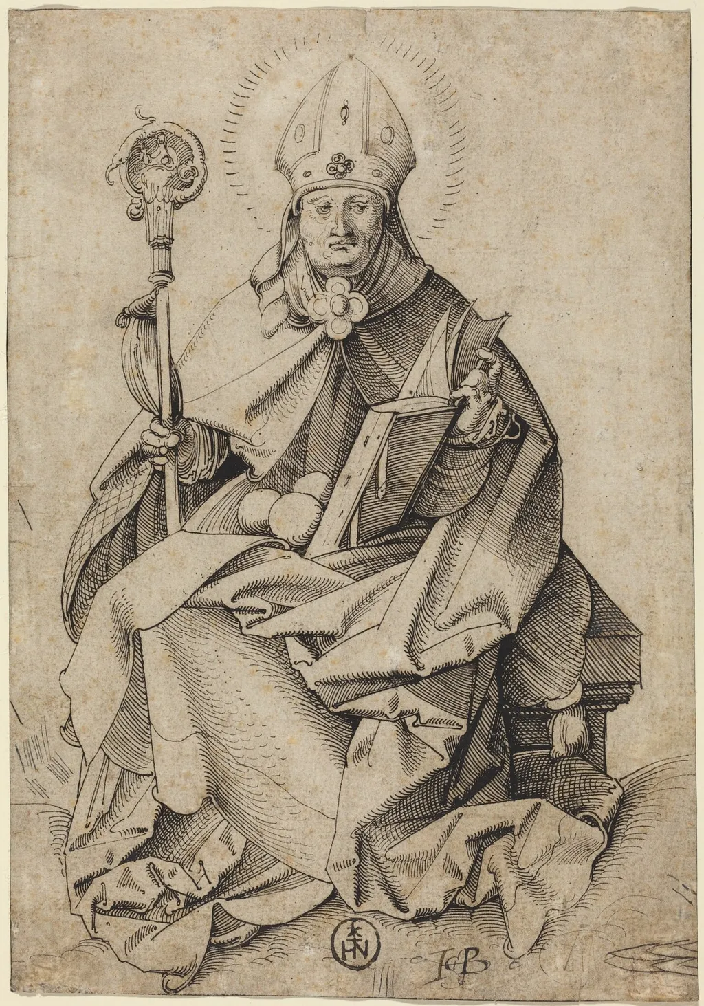 Saint Nicholas, by Sebald Beham, ink, 1525
