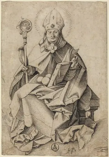 Saint Nicholas, by Sebald Beham, ink, 1525